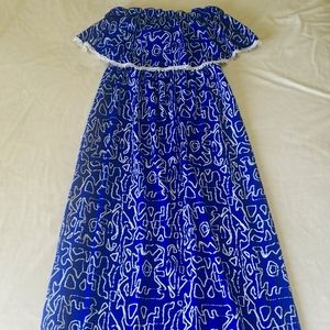 Strapless Ruffled Trimmed Maxi Dress